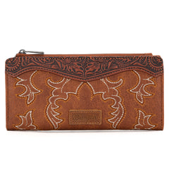 WG145-212 Wrangler Embroidered Bi-Fold Wallet - Brown