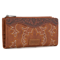 WG145-212 Wrangler Embroidered Bi-Fold Wallet - Brown