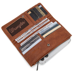 WG145-212 Wrangler Embroidered Bi-Fold Wallet - Brown