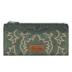 WG145-212 Wrangler Embroidered Bi-Fold Wallet - Green