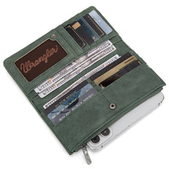 WG145-212 Wrangler Embroidered Bi-Fold Wallet - Green