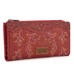 WG145-212 Wrangler Embroidered Bi-Fold Wallet - Red