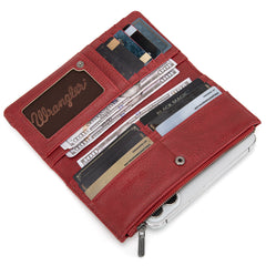 WG145-212 Wrangler Embroidered Bi-Fold Wallet - Red