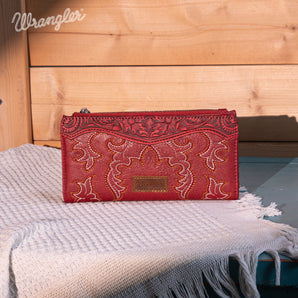 WG145-212 Wrangler Embroidered Bi-Fold Wallet - Red