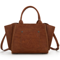 WG145G-8300  Wrangler Embroidered Trapezoid Concealed Carry Tote/Crossbody -Brown
