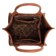 WG145G-8300  Wrangler Embroidered Trapezoid Concealed Carry Tote/Crossbody -Brown