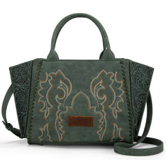 WG145G-8300  Wrangler Embroidered Trapezoid Concealed Carry Tote/Crossbody - Green