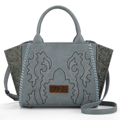 WG145G-8300  Wrangler Embroidered Trapezoid Concealed Carry Tote/Crossbody -Jean
