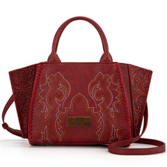 WG145G-8300  Wrangler Embroidered Trapezoid Concealed Carry Tote/Crossbody -Red