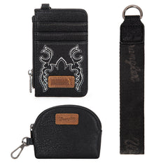 WG145-W007  Wrangler Embroidered Bi-Fold Wallet - Black