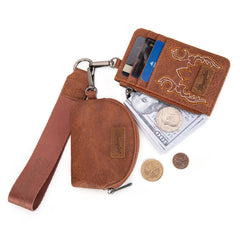 WG145-W007  Wrangler Embroidered Bi-Fold Wallet - Brown