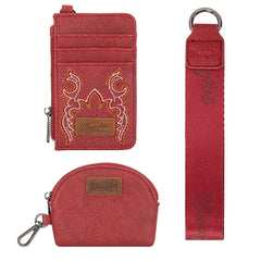 WG145-W007  Wrangler Embroidered Bi-Fold Wallet - Red