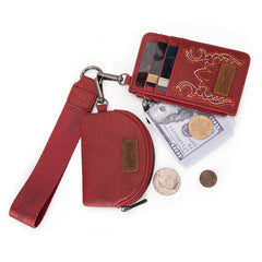 WG145-W007  Wrangler Embroidered Bi-Fold Wallet - Red