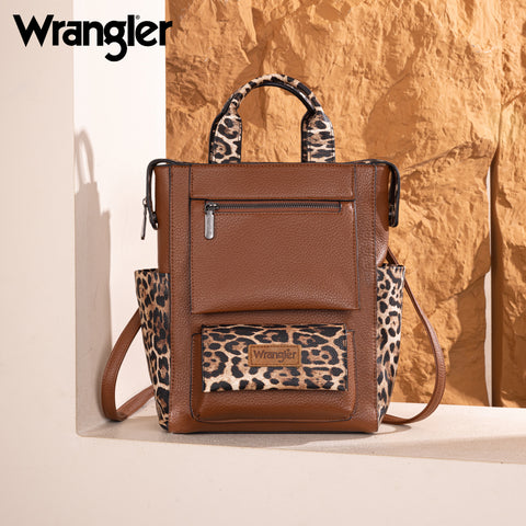 WG161-91123  Wrangler Leopard Print Tote/Shoulder Bag Convertible Backpack - Leopard