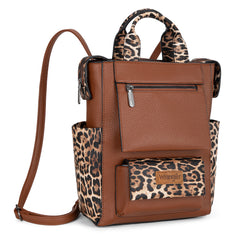 WG161-91123  Wrangler Leopard Print Tote/Shoulder Bag Convertible Backpack - Leopard