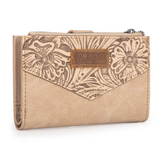 WG162-W0331  Wrangler Floral Tooled Card Holder Bi-Fold Wallet