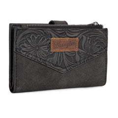 WG162-W0331  Wrangler Floral Tooled Card Holder Bi-Fold Wallet