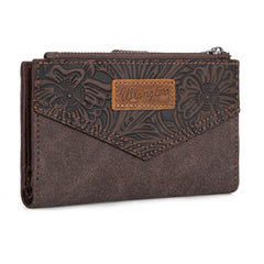 WG162-W0331  Wrangler Floral Tooled Card Holder Bi-Fold Wallet