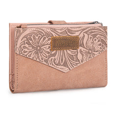 WG162-W0331  Wrangler Floral Tooled Card Holder Bi-Fold Wallet