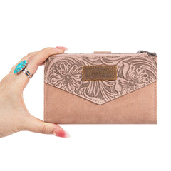 WG162-W0331  Wrangler Floral Tooled Card Holder Bi-Fold Wallet