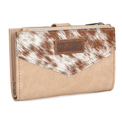 WG162-W0332 Wrangler Genuine Hair-On Cowhide Card Holder Bi-Fold Wallet