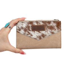 WG162-W0332 Wrangler Genuine Hair-On Cowhide Card Holder Bi-Fold Wallet