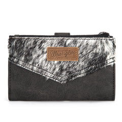 WG162-W0332 Wrangler Genuine Hair-On Cowhide Card Holder Bi-Fold Wallet