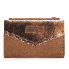 WG162-W0332 Wrangler Genuine Hair-On Cowhide Card Holder Bi-Fold Wallet