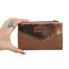 WG162-W0332 Wrangler Genuine Hair-On Cowhide Card Holder Bi-Fold Wallet