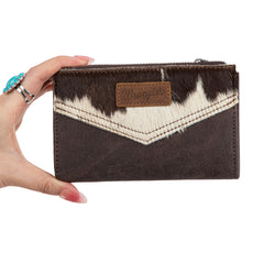 WG162-W0332 Wrangler Genuine Hair-On Cowhide Card Holder Bi-Fold Wallet