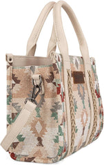 WG166G-81203S  Wrangler Southwestern Pattern Dual Sided Print-Tote/Crossbody -Beige