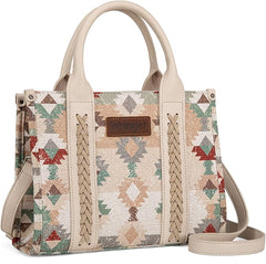 WG166G-81203S  Wrangler Southwestern Pattern Dual Sided Print-Tote/Crossbody -Beige