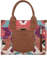WG166G-81203S  Wrangler Southwestern Pattern Dual Sided Print-Tote/Crossbody -Coffee