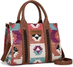 WG166G-81203S  Wrangler Southwestern Pattern Dual Sided Print-Tote/Crossbody -Coffee