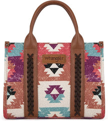 WG166G-81203S  Wrangler Southwestern Pattern Dual Sided Print-Tote/Crossbody -Coffee