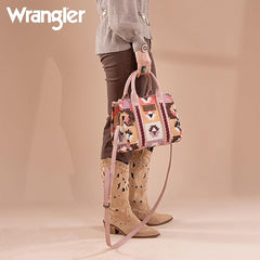 WG166G-81203S  Wrangler Southwestern Pattern Dual Sided Print-Tote/Crossbody -Pink