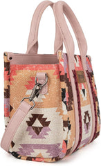 WG166G-81203S  Wrangler Southwestern Pattern Dual Sided Print-Tote/Crossbody -Pink