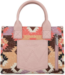 WG166G-81203S  Wrangler Southwestern Pattern Dual Sided Print-Tote/Crossbody -Pink