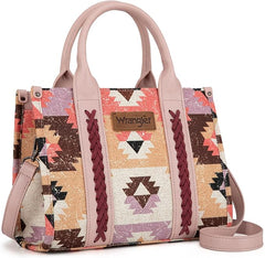 WG166G-81203S  Wrangler Southwestern Pattern Dual Sided Print-Tote/Crossbody -Pink
