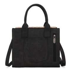 WG166G-8120 Wrangler Sherpa Southwestern Print Small Canvas Tote/Crossbody - Black