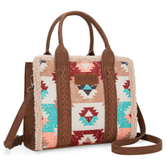 WG166G-8120 Wrangler Southwestern Print Canvas Tote/Crossbody - Brown
