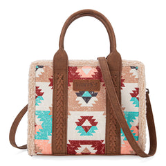 WG166G-8120 Wrangler Southwestern Print Canvas Tote/Crossbody - Brown