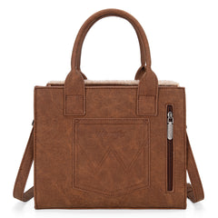WG166G-8120 Wrangler Southwestern Print Canvas Tote/Crossbody - Brown