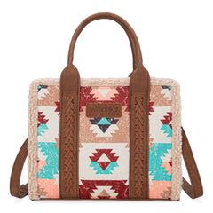 WG166G-8120 Wrangler Southwestern Print Canvas Tote/Crossbody - Brown
