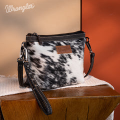 WG169-1812  Wrangler Genuine Hair-On Cowhide Crossbody - Black