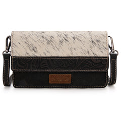 WG169-W030  Wrangler Genuine Hair-On Cowhide Wallet/Crossbody  -Black