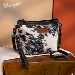 WG169-1812  Wrangler Genuine Hair-On Cowhide Crossbody - Black