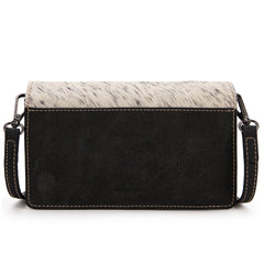 WG169-W030  Wrangler Genuine Hair-On Cowhide Wallet/Crossbody  -Black
