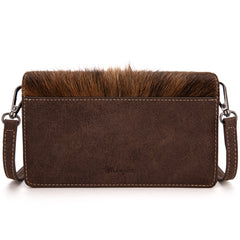 WG169-W030  Wrangler Genuine Hair-On Cowhide Wallet/Crossbody  -Coffee