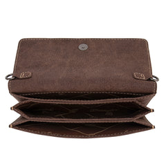 WG169-W030  Wrangler Genuine Hair-On Cowhide Wallet/Crossbody  -Coffee